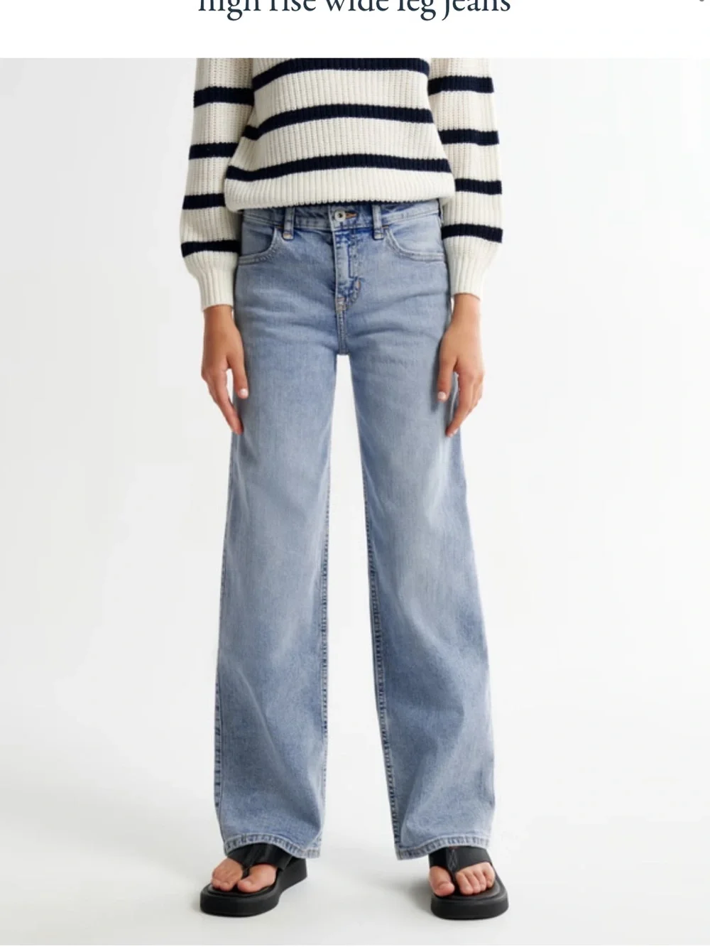 abercrombie kids Light Blue High-Rise Wide Leg Jeans